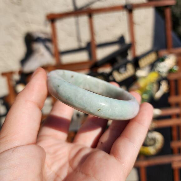 Jadeite Jade Bangle Green Natural Semi Translucent 335ct Myanmar Burma Bracelet - Picture 4 of 15